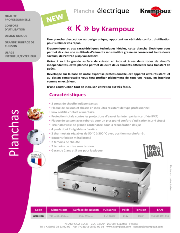 Product information | Krampouz GECIH2AO K Plancha électrique Product fiche | Fixfr