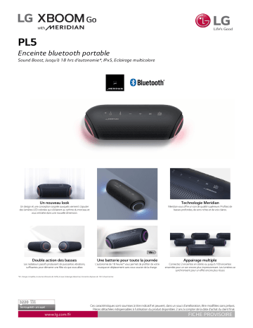 Product information | LG XBOOM Go PL5 Dark Blue Enceinte Bluetooth Product fiche | Fixfr