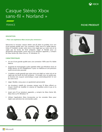 Product information | Microsoft Sans fil XBox Series/One Casque gamer Product fiche | Fixfr