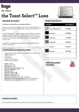 Sage Appliances Toast Select STA735BSS4EEU1 Grille-pain Product fiche