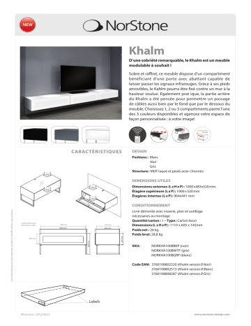 Product information | Norstone Khalm noir 1ml Meuble TV Product fiche | Fixfr