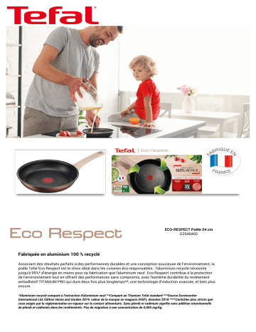 Product information | Tefal Eco Respect 24cm G2540402 Poêle Product fiche | Fixfr