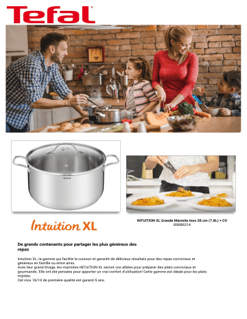 Product information | Tefal Inox Intuition XL diam 26 cm + couvercle Marmite Product fiche | Fixfr