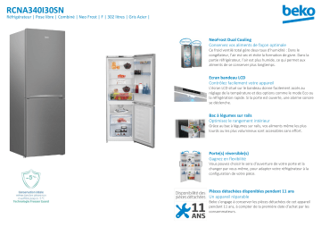 Product information | Beko RCNA340I30SN Réfrigérateur combiné Manuel utilisateur | Fixfr