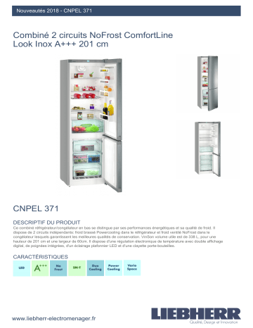 Product information | Liebherr CNPEL 372-21 Réfrigérateur combiné Product fiche | Fixfr