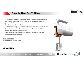 Product information | Breville VFM021X-01 HeatSoft Batteur Product fiche | Fixfr