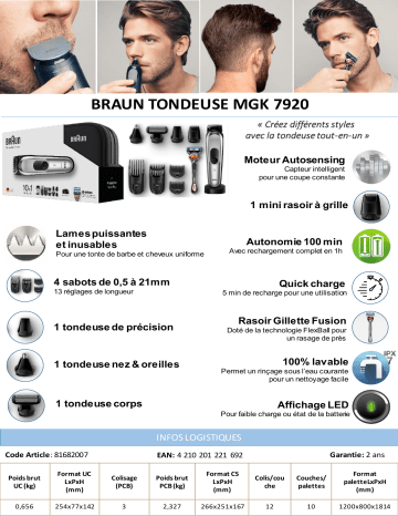 Product information | Braun MGK7920 Tondeuse multifonction Product fiche | Fixfr