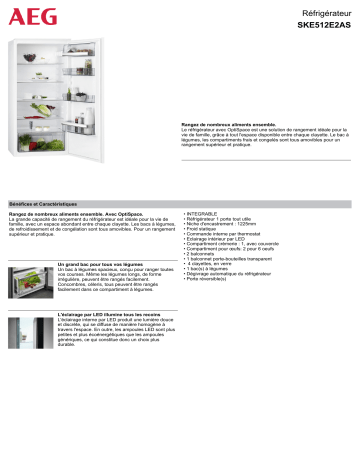 Product information | AEG SKE512E2AS Réfrigérateur 1 porte encastrable Product fiche | Fixfr