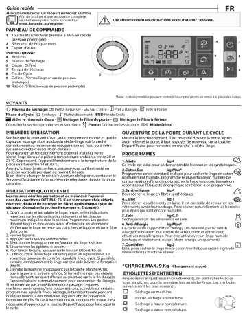 Manuel du propriétaire | Hotpoint NTM1191WKEU Sèche linge pompe à chaleur Owner's Manual | Fixfr