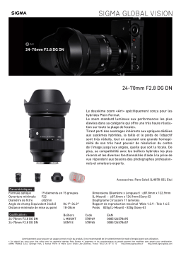 Sigma 24-70mm F2.8 DG DN Art Sony E Objectif pour Hybride Plein Format Product fiche