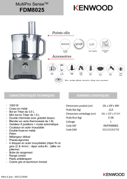 Kenwood FPM8025 Multipro sense Robot multifonction Product fiche