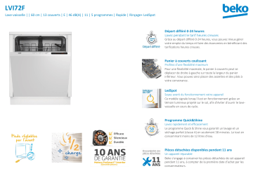 Product information | Beko LVI72F Lave vaisselle Manuel utilisateur | Fixfr