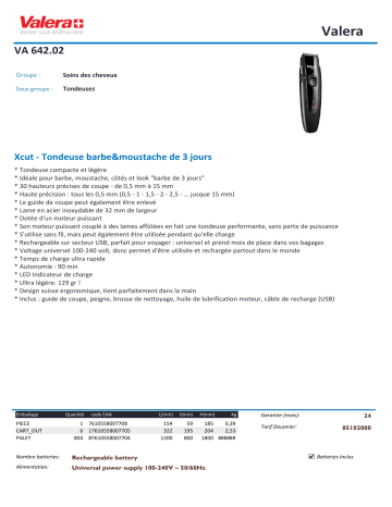 Product information | Valera X-Cut Tondeuse barbe Product fiche | Fixfr