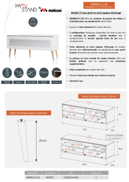 Meliconi Marbella 120 cm blanc Meuble TV Product fiche