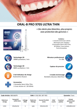 Oral-B Pro 970 Sensi Ultra Thin Brosse à dents électrique Product fiche