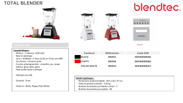 Product information | Blendtec Total Blender rouge Blender Product fiche | Fixfr
