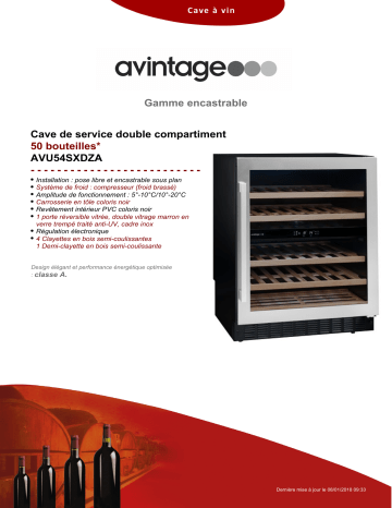 Product information | Avintage AVU54SXDZA Cave à vin encastrable Product fiche | Fixfr