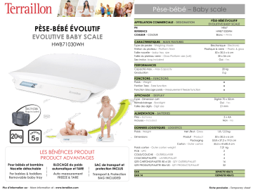 Product information | Terraillon EVOLUTIF + HOUSSE Pèse bébé Product fiche | Fixfr