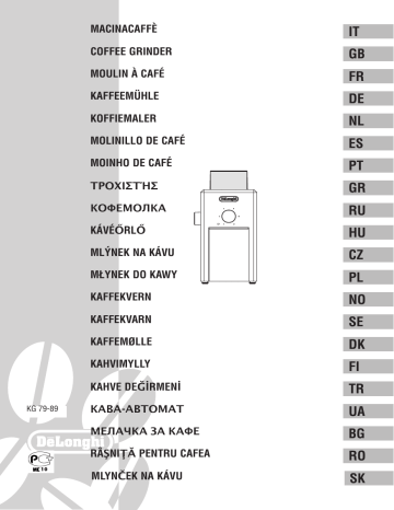 Manuel du propriétaire | Delonghi KG79 Moulin à café Owner's Manual | Fixfr