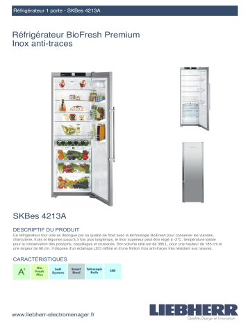 Product information | Liebherr SKBES4213A Réfrigérateur 1 porte Product fiche | Fixfr
