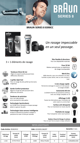 Product information | Braun SERIES 8 8390CC Rasoir électrique Product fiche | Fixfr