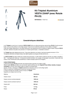 Vanguard Vesta 234 AP Trépied Product fiche