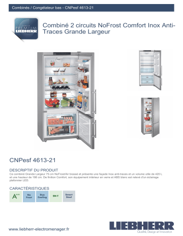 Product information | Liebherr CNPesf4613-21 Réfrigérateur combiné Product fiche | Fixfr