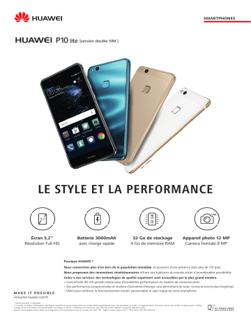 Product information | Huawei P10 Lite Noir Smartphone Product fiche | Fixfr