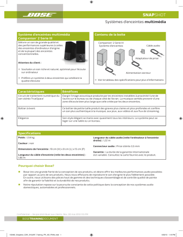 Product information | Bose Companion 2 III 2.0 Enceinte PC Product fiche | Fixfr