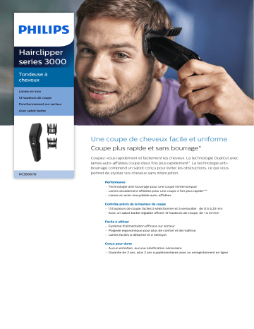 Product information | Philips HC3509/15 Tondeuse cheveux Product fiche | Fixfr