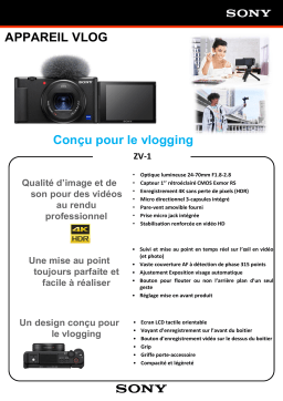 Sony ZV1 vlog Appareil photo Compact Product fiche