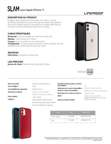 Product information | Lifeproof iPhone 11 Slam noir Coque Product fiche | Fixfr