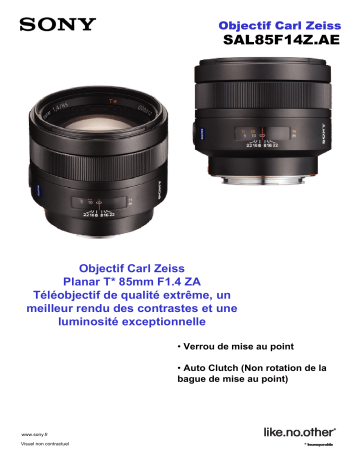 Product information | Sony 85mm f/1.4 ZA Planar T* Zeiss MontureA Objectif pour Reflex Product fiche | Fixfr