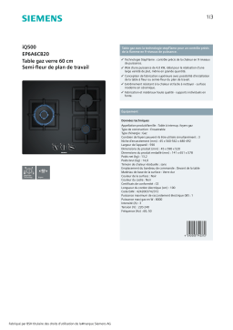 Siemens EP6A6CB20 IQ500 Table gaz Product fiche