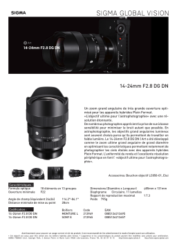 Sigma 14-24mm F2.8 DG DN Art Sony E Objectif pour Hybride Plein Format Product fiche