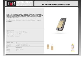 Product information | TNB micro USB Charge à induction Patch induction Product fiche | Fixfr