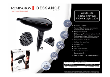 Product information | Remington AC6121DS Sèche cheveux Product fiche | Fixfr