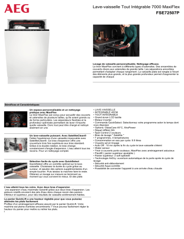 Product information | AEG FSE72507P Lave vaisselle tout intégrable Product fiche | Fixfr
