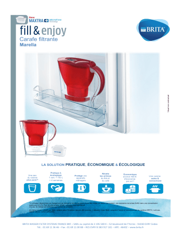 Product information | Brita MARELLA rouge- 1 cartouche Maxtra+ Carafe filtrante Product fiche | Fixfr