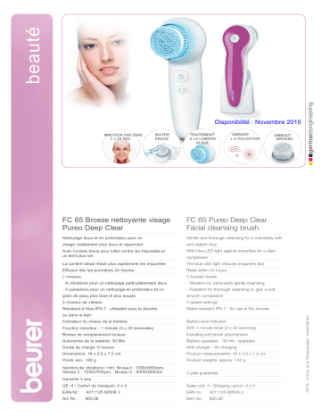 Product information | Beurer FC65 Brosse nettoyante visage Product fiche | Fixfr