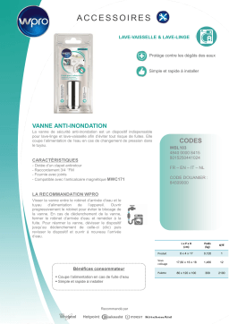 Wpro Vanne Anti inondation - wbl 103 Vanne anti-inondation Product fiche