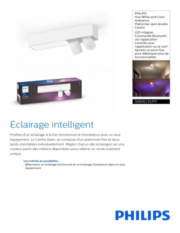 Product information | Philips Centris Hue 2L Ceiling White Plafonnier Product fiche | Fixfr