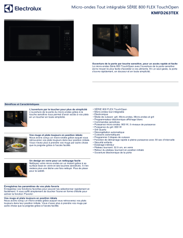 Product information | Electrolux KMFD263TEX Micro-ondes encastrable Product fiche | Fixfr