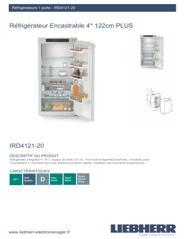 Product information | Liebherr IRD4121-20 Réfrigérateur 1 porte encastrable Product fiche | Fixfr