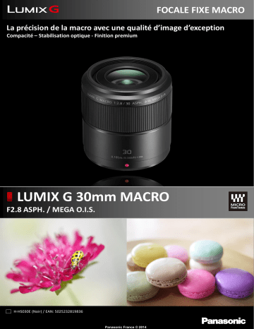 Product information | Panasonic 30mm f/2.8 Noir Objectif pour Hybride Product fiche | Fixfr
