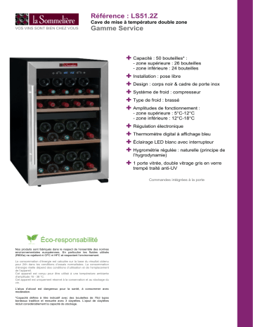 Product information | La Sommeliere SLS51.2Z Cave à vin de service Product fiche | Fixfr