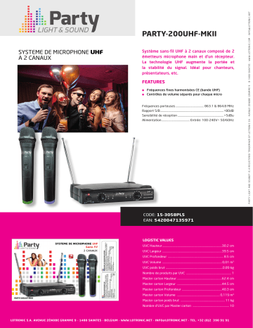 Product information | Party PARTY-200UHF MKII Karaoké Product fiche | Fixfr