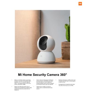 Product information | Xiaomi MI HOME SECURITY CAMERA 360Degrés 1080 Caméra de sécurité Product fiche | Fixfr
