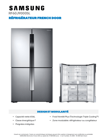 Product information | Samsung RF60J9000SL Réfrigérateur multi portes Product fiche | Fixfr