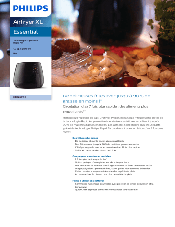 Product information | Philips HD9261/90 Airfryer Product fiche | Fixfr